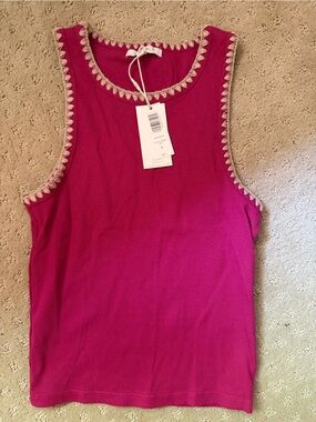 Z Supply Magenta Ribbed Tank with Cream Trim